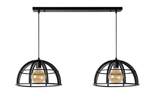 Lucide DIKRA - Pendant light - 2xE27 - Black - turned off